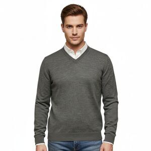 Williams Wilson Grey 100% Wool VNeck Sweater